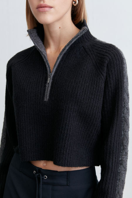 Half Zip Sweater with Contrast Details | OAK + FORT